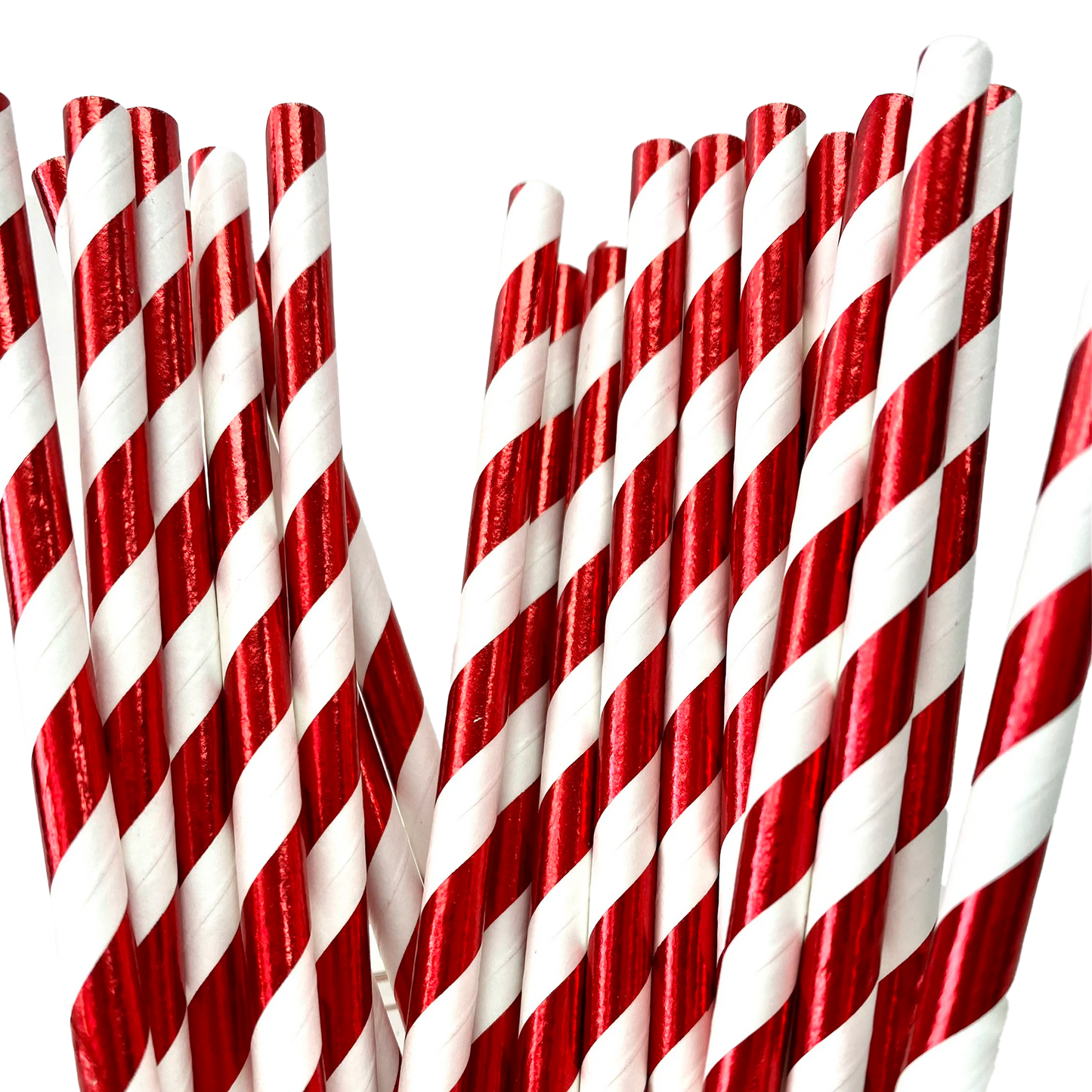Premium Red and White Foil Paper Straws